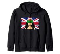 Wales Britain Flags Women Roots British Welsh Heritage Zip Hoodie