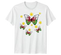 Wales Butterfly Daffodils Family Saint Davids Day T-Shirt St David Welsh Childrens Kids Shirt Pride Cymru Flag Rugby Top Boys Girls Dragon Tee #STDD 7-8 Years White