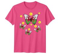 Wales Butterfly Daffodils Family Saint Davids Day T-Shirt St David Welsh Childrens Kids Shirt Pride Cymru Flag Rugby Top Boys Girls Dragon Tee #STDD 7-8 Years Fuchsia