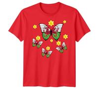 Wales Butterfly Daffodils Family Saint Davids Day T-Shirt St David Welsh Childrens Kids Shirt Pride Cymru Flag Rugby Top Boys Girls Dragon Tee #STDD Ladies M Red
