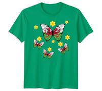 Wales Butterfly Daffodils Family Saint Davids Day T-Shirt St David Welsh Childrens Kids Shirt Pride Cymru Flag Rugby Top Boys Girls Dragon Tee #STDD 9-11 Years Kelly Green