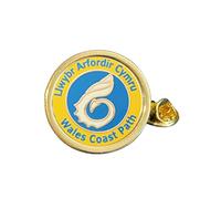Wales Coast Path Walk Gold Plated Domed Lapel Pin Badge in Bag