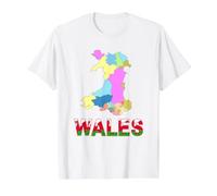 Wales County Map Dragon Lettering Graphic Design Value Graphic T-Shirt, Men, White, S