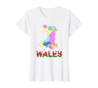 Wales County Map Dragon Lettering Graphic Design Value Graphic T-Shirt, Women, White, S