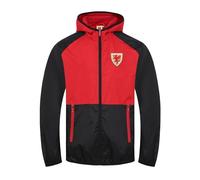 Wales Cymru FAW Official Football Gift Mens Shower Jacket Black Red Medium