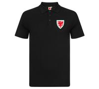 Wales Cymru FAW Official Gift Mens Crest Polo Shirt Black Large
