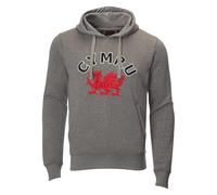 Wales Cymru Grey Applique Hoodie Welsh Premium Adult Classic Long Sleeve Pullover Hooded Sweatshirt Jumper Sweater Work Wear Hoodies Top For Men