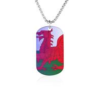 Wales Dragon U.S. Flag Memorial Necklaces Titanium Steel Pendant Necklace Fashion Jewelry Gift for Birthday & More