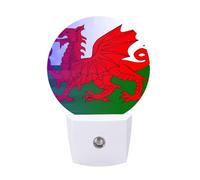 Wales Dragon U.S. Flag Night Lights with Smart LED Sensor Plug in Lighting for Bedroom Bathroom Kitchen