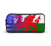 Wales Dragon U.S. Flag Pencil Case Large Capacity Pen Pouch Office Supplies Organizer Portable Makeup Bag for Travel