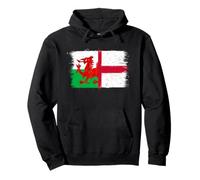 Wales England Flag in Vintage Style for Proud Welsh English Pullover Hoodie
