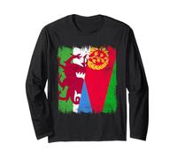 Wales Eritrea Half Flag Welsh Eritrean Heritage Long Sleeve T-Shirt
