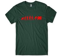 Wales Evolution T-Shirt Welsh Dragon Tee Sport Gift Mens (XX-Large, Forest Green)