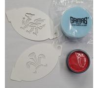 Wales Face Painting Kit - Reuseable plastic stencils, Wales Rugby Facepaint template, Reusable Stencils