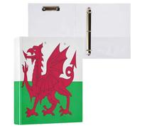 Wales Flag 3 Ring Binder 1.5 Inch, Durable Basic Binders Holds 200 Sheets Decorative Cute Binder for Work School Office, 1 Pack