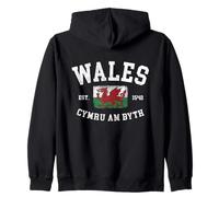 Wales Flag Cymru Am Byth Welsh Dragon Banner Welshman Zip Hoodie