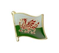 Wales Flag Lapel Pin - Red Dragon Welsh National Emblem Enamel Badge with Gold Trim (1.6 x 1.9cm)