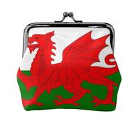 Wales Flag Leather Kiss Lock Coin Purse-Small Mini Wallet for Women