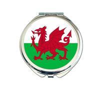 Wales Flag Pocket Mirror 60mm Compact Travel Makeup Accessory | Welsh Souvenir Gift for Women | Double-Sided Cosmetic Mirror | National Pride Keepsake Present