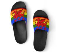 Wales Flag Rainbow Slide Sandals Shower Shoes | Non Slip Summer House Slippers Beach Vacation Sandals for Men Women
