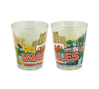 Wales & Flag Skyline Shot Glass | Strong Durable Desert Shot Cup | Quality Design Crystal-Clear Tasting Glass for Parties, Events, Birthdays & Weddings | Elegant Cultural Barware & Gift Souvenir