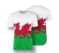 Wales Flag T-Shirt for Men & Women - Welsh Dragon Cymru Tee for Rugby, Euros, National Pride & Events, Comfortable Unisex Fit, Made in UK White