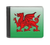 Wales Flag Welsh Dragon Men's Wallet Bifold RFID Blocking Wallet Slim Billfold Pocket with Card Holders for Women