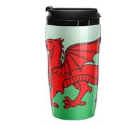 Wales Flag Welsh Dragon Plastic Cups with Lids Travel Coffee Mug Tumbler Reusable 250ml