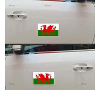Wales Flag Welsh Y Ddraig Goch Car Magnet Magnetic Sticker Decal - Pair Mirrored Reversed Reflective 10.2cm - for Truck Door Fridge Reusable Waterproof