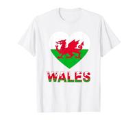 Wales Heart Dragon National Pride Design Value Graphic T-Shirt, Men, White, L