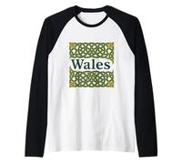 Wales Heraldic Celtic Knotwork Raglan Baseball Tee
