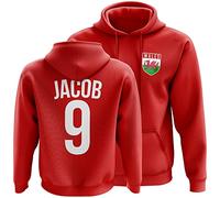 Wales Hoodys for Men - Wales Flag Badge Custom Name and Number Hoodie - Football Personalised Retro Europe Summer 2022 Footy Gifts for Him - Unique Cup Footie Hood, Red, S