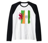 Wales India Heritage Welsh Indian Flag Raglan Baseball Tee