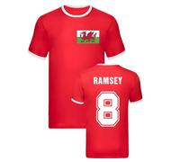 Wales Men's Aaron Ramsey Ringer Tee in Red | Size: Large Wales Red L