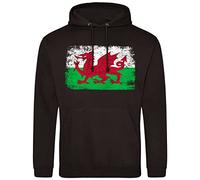 Wales Mens Hoodie Welsh Football Cymru Gifts Rugby Supporters Cup Hooded Top 2024, S, Black