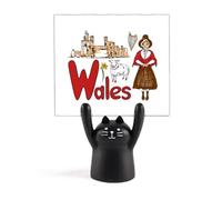Wales National Symbol Landmark Pattern Memo Holder Cartoon Black Cat Stand Decoration