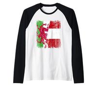 Wales Peru Half Flag Welsh Peruvian Heritage Jersey Raglan Baseball Tee