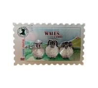 Wales Postal Sheep 3D Foil Magnet - Premium Raised Relief Souvenir Fridge Magnet Featuring Welsh Sheep Illustration, Postcard Style Design with Metallic Foil Finish Cymru Collectible Gift