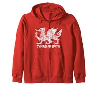 Wales Red Dragon Flag / Welsh Pride / Cymru Am Byth Zip Hoodie