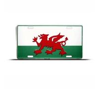 Wales Red Dragon Welsh Flag License Plate Wall Sign Tag Vintage Metal Sign 8X12 Inches