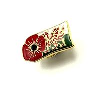 Wales Remembrance Welsh Red Dragon Cymru Poppy Flag World War Metal Pin Badge