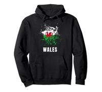 Wales Retro Vintage Watercolors Sport Welsh Flag Souvenir Pullover Hoodie