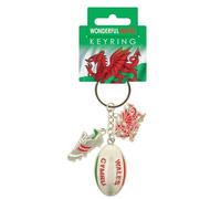Wales Rugby Ball Charm Keyring | Heavy-Duty Metal Keychain with Welsh Dragon Emblem | Rugged & Stylish Souvenir for Rugby Fans & Everyday Use