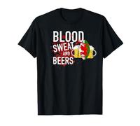 Wales Rugby Fan Funny Blood Sweat And Beers Welsh Rugby Ball T-Shirt