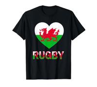 Wales Rugby Heart Dragon Pride Welsh Graphic Value Graphic T-Shirt, Men, Black, S