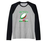 Wales Rugby Red Welsh Dragons Pride Raglan Baseball Tee