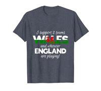 Wales Rugby Supporters Welsh Fan Quote I Support Two Teams T-Shirt, Men, Heather Blue, 6X-Large