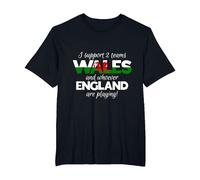 Wales Rugby Supporters Welsh Fan Quote I Support Two Teams T-Shirt, Men's Big and Tall, Black, 2X Tall