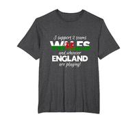 Wales Rugby Supporters Welsh Fan Quote I Support Two Teams T-Shirt, Men's Big and Tall, Dark Heather Grey, 2X Tall