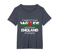 Wales Rugby Supporters Welsh Fan Quote I Support Two Teams T-Shirt, Women's Plus, Heather Blue, 4X